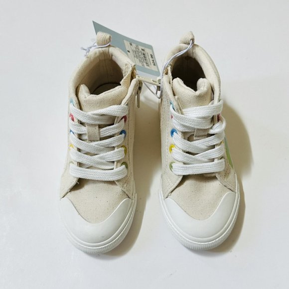 NEW 🌈 ☀️ Cat & Jack Sz 8 Sun Rainbow Tan Sneakers - Picture 4 of 5